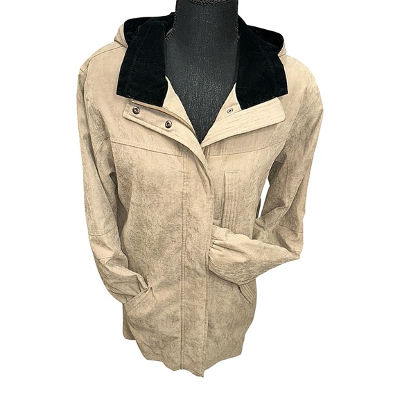 ST. JOHNS BAY Tan Hooded Outdoor Jacket Oversized Fit Mid-length Parka Sz Small - Picture 5 of 16